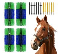 Aptliton 4-Pack Livestock Grooming Brush & Massage Scratcher - Relieves Itching, Emotionally Soothes Horses, Cattle, Sheep, Pigs - Durable Animal Back Scratcher for Barn, Farm, Ranch (Blue & Green)