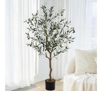 Aptliton 4FT Artificial Olive Tree, 120cm Large Tall Fake Plants, Artificial Olive Plants with Lifelike Leaves, Wood Trunk, Fruits, Suitable for Indoor Outdoor Living Room Office Garden Decor