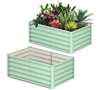 Aptliton 6*3*1.5FT Galvanized Metal Raised Garden Bed with Reinforced Support, Large Outdoor Planter Box for Vegetables Flowers Herbs, Durable Elevated Garden Bed Kit for Patio Backyard, Green(2PCS)