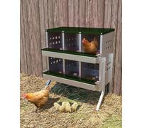 Aptliton 6 Compartment Roll Away Chicken Nesting Box, Galvanised Metal Poultry Laying Box with Egg Tray Training Eggs and Perch, Portable Wall Mounted Coop Nest, Anti Peck Easy Clean, Green
