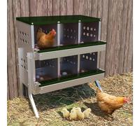 Aptliton 6-Hole Galvanized Chicken Nesting Box with Legs, Roll Away Egg Collection Tray - Rustproof, Waterproof, Ventilated - Includes Perch Rod - Wall-Mountable Laying Box for Hens, Green