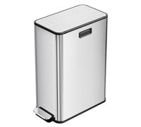 Aptliton 60L Dual Compartment Recycling Bin, Stainless Steel Kitchen Bin with Soft Close Lid, Pedal Operated Odour Sealing Waste Bin with Removable Inner Buckets for Home Office, Brushed, Silver