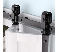 Aptliton 61cm Heavy Duty Bi-Folding Sliding Barn Door Hardware Track Kit, Smooth Quiet Side Mounted Rollers, 360° Brackets, 400lb Steel Door Rail for 2 Closet Doors, Fit 25.4cm Wide Door