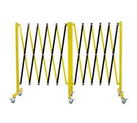 Aptliton 6M Expandable Metal Safety Barricade Gate with Castors, Heavy Duty Folding Concertina Barrier, 102cm Portable Security Fence for Driveway Crowd Control, Yellow & Black
