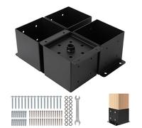 Aptliton 6x6 Heavy Duty Steel Post Base Brackets for Deck, Fence, Pergola, Gazebo, Powder-Coated, Rust-Resistant Post Anchors with Hardware Kit, Fits 5.75" x 5.75" Wood or Concrete Posts, 4 Pack