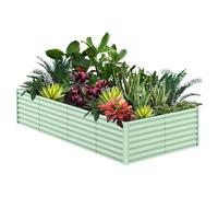Aptliton 8 * 4 * 2FT Galvanized Metal Raised Garden Bed with Reinforced Support, Large Outdoor Planter Box for Vegetables Flowers Herbs, Durable Elevated Garden Bed Kit for Patio Backyard, Green