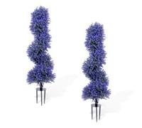 Aptliton 90cm Artificial Lavender Spiral Topiary Trees with Iron Stake, Realistic Faux Plant Decor, UV-Resistant, Weatherproof, Maintenance-Free, Indoor & Outdoor Use, 2Pcs