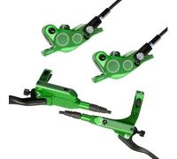 Aptliton Aluminium Alloy Disc Brake Set, 4-Piston Bicycle Hydraulic Disc Brake, Mountain Bike Hydraulic Brakes Set for Bicycle, Green
