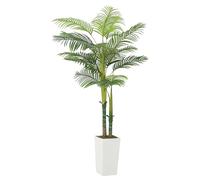 Aptliton Artificial Palm Tree with White Planter,Tall Faux Tropical Plant with Dual Trunks&UV-Resistant Fronds,Fake House Plant,Indoor Outdoor Floor Tree for Living Room,Office,Garden&Home Décor,150cm