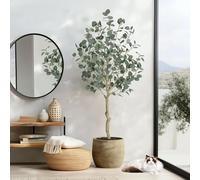 Aptliton Artificial Tree Plant Eucalyptus Tree 4/5/6FT Tall, Modern Large Fake Plant Decor In Pot for Indoor Outdoor,Home Office Ideal Housewares Gift Decoration, Eucalyptus Tree