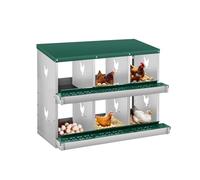 Aptliton Chicken Nesting Box, 6 Compartment Metal Nest Boxes for Chicken, Easy Clean & Installation, Secure Egg Laying, Protects Eggs, Without Legs, Green, 84.5cm L x 42cm W x 67cm H