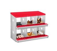 Aptliton Chicken Nesting Box, 6 Compartment Metal Nest Boxes for Chicken, Easy Clean & Installation, Secure Egg Laying, Protects Eggs, Without Legs, Red, 84.5cm L x 42cm W x 67cm H