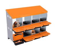 Aptliton Chicken Nesting Boxes with Roll Out Egg Collection, Galvanized Steel Chicken Laying Boxes for Hens, Poultry Nest Box for Chicken Coop, Orange(8 Holes No Legs)