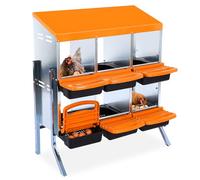 Aptliton Chicken Nesting Boxes with Roll Out Egg Collection, Galvanized Steel Chicken Laying Boxes for Hens, Poultry Nest Box for Chicken Coop, Orange(6 Holes With Legs)