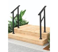 Aptliton Exterior Stair Handrail, Adjustable Metal Railing for 3-6 Steps, Sturdy DIY Safety Railing Kit for Deck, Porch and Outdoor Steps