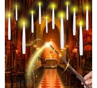 Aptliton Floating Candles with Wand Remote, Flickering Warm Light with 6H Timer, Battery Flameless Hanging LED Taper Magic Candles for Christmas Halloween Home Party Decorations (12pcs)