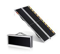 Aptliton Foldable Wheelchair Ramp, 6FT Portable Aluminium Access Ramp Non-Slip Surface Lightweight Foldable for Home Steps Cars Wheelchairs Mobility Scooters Safety Reflective Strips & Carry Handles