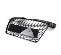 Aptliton Front Bumper Grille for Audi TT TTS MK2 07-14, Gloss Black Honeycomb Mesh Radiator Grill, RS-Style Facelift Body Kit Replacement, No Logo Type, with Number Plate Holder