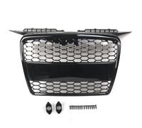 Aptliton Front Honeycomb Radiator Grille for Audi A3 2004-2008, Badgeless Mesh Front Bumper Grill Replacement with Centre Emblem Holder, ABS Direct Fit Airflow Cooling Exterior Trim, Gloss Black