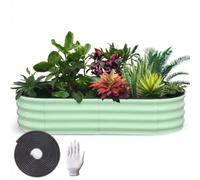 Aptliton Galvanised Raised Garden Bed, Oval Metal Planter Box for Vegetables Flowers Herbs, Heavy Duty Anti-Rust Steel Plant Pot for Outdoor Garden