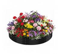 Aptliton Galvanized Raised Garden Bed, 107 x 20cm Round Bottomless Metal Raised Bed with Safety Edging, Large Planter Box for Outdoor Growing Plants, Vegetables, Flowers and Herbs,Black