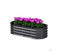Aptliton Galvanized Raised Garden Bed,195x60x28cm Oval Bottomless Metal Raised Bed with Safety Edging, Large Planter Box for Outdoor Growing Plants, Vegetables, Flowers and Herbs,Black