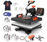 Aptliton Heat Press Machine 12x15in Swing Away Shirt Printing Machine Multipurpose Heat Transfer Machine with Dual Heating Tubes for Plate Mug Cap Hat Shoes