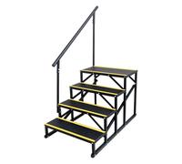Aptliton Heavy-Duty 3-Step RV Stairs with Handrail - Portable Steel Hot Tub & Caravan Steps, Non-Slip Treads, Foldable Mobile Home Stair Ladder for Camper, Motorhome, Patio, Pool