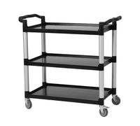 Aptliton Heavy Duty 3-Tier Utility Trolley Cart - 33" x 17" x 38" Mobile Service Cart with Non-Slip Handles, Durable Polypropylene Shelves & Aluminium Posts, 360° Swivel Casters with 2 Brakes, 500 Lb