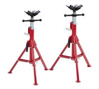 Aptliton Heavy Duty Adjustable v-Head Pipe Jack Stands 2 Pack, 2500 Lb Capacity Folding Steel Pipe Support Stand with 4 Ball Transfer Rollers, 71-132 cm Height for Welding Cutting Threading Workshop