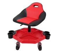 Aptliton Heavy Duty Rolling Shop Stool with Wheels - Adjustable Height 18.5-23cm - 400 lbs Capacity - Padded Swivel Seat & Backrest - Gear Tray & Bottle Holders - Mobile Mechanic Creeper Seat for