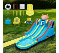 Aptliton Inflatable Water Slide Park with 620W Blower, Dual Slides Climbing Wall Splash Pool, Kids Bounce House Waterslide for Backyard Outdoor Indoor, 3-10 Years Old, Blue Yellow