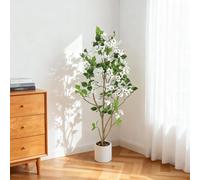 Aptliton Lifelike Artificial Bougainvillea Tree for Home Decor, 150cm Tall with Pot, Faux Silk & Plastic Daisy, Delicate Stone Finish, Decorative Indoor/Outdoor Potted Plant