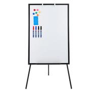 Aptliton Magnetic Dry Erase Whiteboard with Tripod Stand - Height Adjustable, Collapsible, Portable Presentation Board - Removable Tray, Includes Magnetic Eraser & Markers, Black