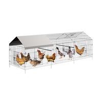 Aptliton Metal Chicken Coop 3m, Walk-in Poultry Run Cage with Waterproof Cover, Large Outdoor Rabbit Hutch Enclosure, Galvanised Steel Hen House for Garden (330x100x100cm)