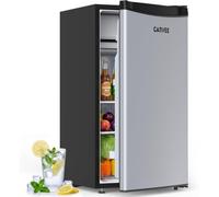 Aptliton Mini Fridge, Small Fridge 92L Table Top Fridge with Chiller Box, Adjustable Thermostat, Reversible Door, Black Stainless Steel Door Freestanding Fridge for Bedroom, Office & Home