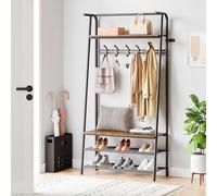 Aptliton Modern Hall Tree with Bench, Single Row Hook Coat Rack & 3-Tier Shoe Storage, Entryway Organizer with Metal Frame for Hallway, Front Door, and Bedroom