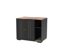 Aptliton Modern Hidden Cat Litter Box Enclosure Cabinet for Automatic Cat Litter Box 3/4 & Most Self-Cleaning Litter Boxes, Dog-Proof Shelf, Built-in Power Outlet, Large Indoor Cat House, Black