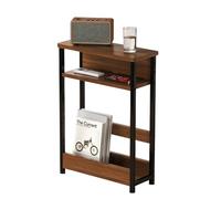 Aptliton Narrow Side Table for Narrow and Small Spaces, Skinny Bedside Table Small Nightstand with Magazine Rack 3 Tier Slim End Table for Living Room, Bedroom, Sofa, 46x20x64Cm