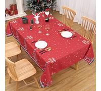 Aptliton Red Christmas Tablecloth, Tree & Star Design, Waterproof Washable Dustproof Cover for Xmas Decoration, Home Party, Indoor & Outdoor Kitchen, 54 * 108”