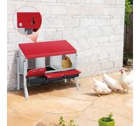 Aptliton Roll-Out Chicken Nesting Box with 3 Compartments - Removable Galvanized Trays & Perch - Wall Mount or Freestanding - Easy-Clean Laying Box for Hens & Ducks, Red, Three Grids + Bracket