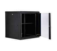 Aptliton Secure Carbon Steel 12U Network Cabinet Rack - Wall Mount/Floor Standing - Locking Glass Door, Cooling Fan Holes, Removable Side Panels, 23.6in Deep - Reliable IT/AV/Data Equipment Storage