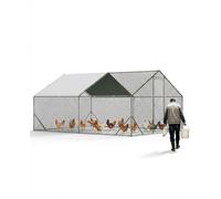 Aptliton Spacious Walk-In Metal Chicken Coop, Outdoor Poultry Cage with Reinforced Roof, Secure Enclosure, Waterproof & UV-Resistant Cover, Fits 10-20 Chickens, W300 x D400 x H200cm