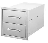 Aptliton Stainless Steel Outdoor Kitchen Drawers - Weatherproof Storage, 2 Layer, Ball Bearing Slides, for BBQ Island & Patio Grill Station, 18" W x 15" H x 23"D