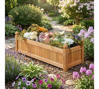 Aptliton Wooden Raised Garden Bed 110x40x35cm, Rectangular Elevated Planter Box with Drainage, Outdoor Indoor Plant Pot for Vegetables Herbs Flowers, for Garden Patio Backyard Lawn