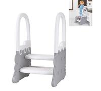 AptlitonToddler Step Stool with Handrail - 2 Step Learning Tower for Kids Potty Training Toilet Stool & Kitchen Helper - Anti-Slip Pedals & Sturdy 118kg Capacity - 41.6x41.1x66cm