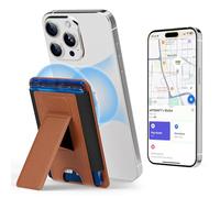 APTMAPT for Magsafe Wallet with Apple Find My, 3 in 1 Strongest Mag-Safe Wallets with Adjustable Stand, Secure Grip, 6 Cards Holder, Magnetic Wallet for iPhone 16/15/14/13/12 Series, RFID, Brown