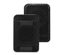 APTMAPT for MagSafe Wallet Works with Apple Find My, 5-Card RFID Holder with Pop-Up Strap, Strong Magnetic Wallet for iPhone 17/16/15/14/13/12 Pro Max Air Plus, Wireless Charging, Black Carbon Fiber