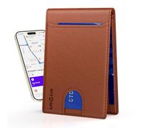 APTMAPT Men's Wallet with Tracker, (RFID Blocking) Slim Bifold Front Pocket Wallets for Men with Find My for Travel, Gym, Daily Use with Gift Box, Brown, Modern