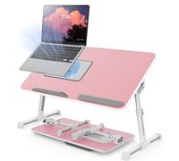 aptop Desk for Bed with Cooling Fan, SAIJI Height & Angle Adjustable Laptop Stand for Bed, Lap Desk Tray Table, Lightweight Foldable Portable Computer Table